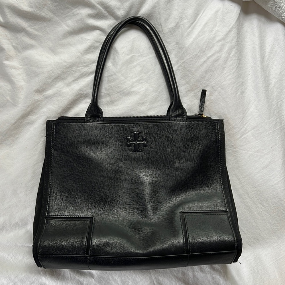 Tory Burch Ella Canvas & Leather Tote Bag